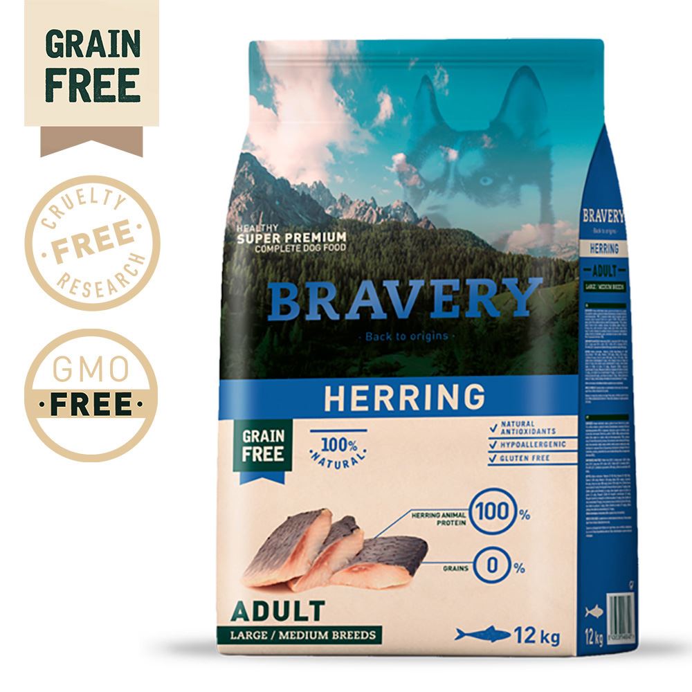 BRAVERY - HERRING (ARENQUE) ADULT MEDIUM/LARGE BREEDS (GRAIN FREE)