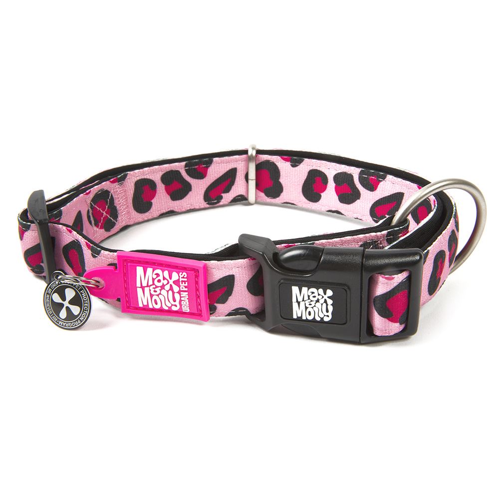 MAX & MOLLY - COLEIRA COM ID TAG "LEOPARD PINK"