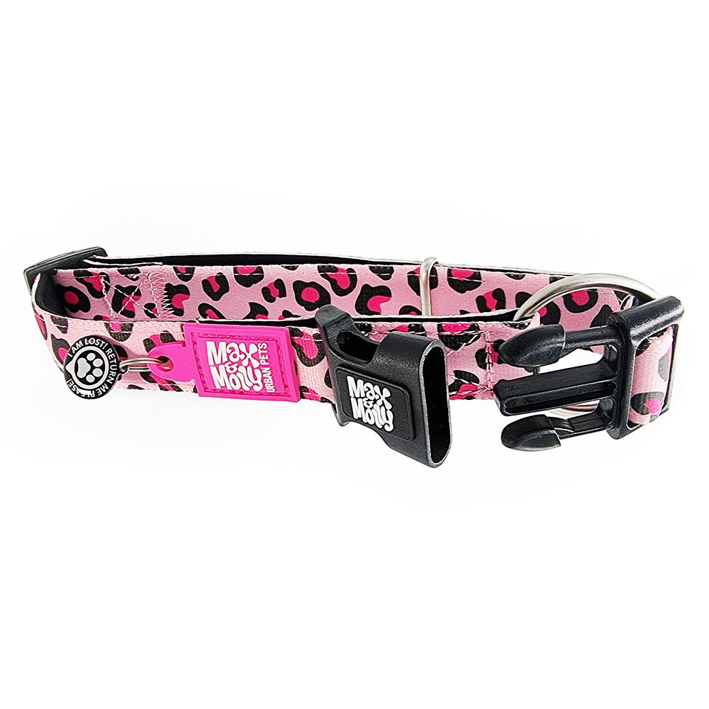 MAX & MOLLY - COLEIRA COM ID TAG "LEOPARD PINK"