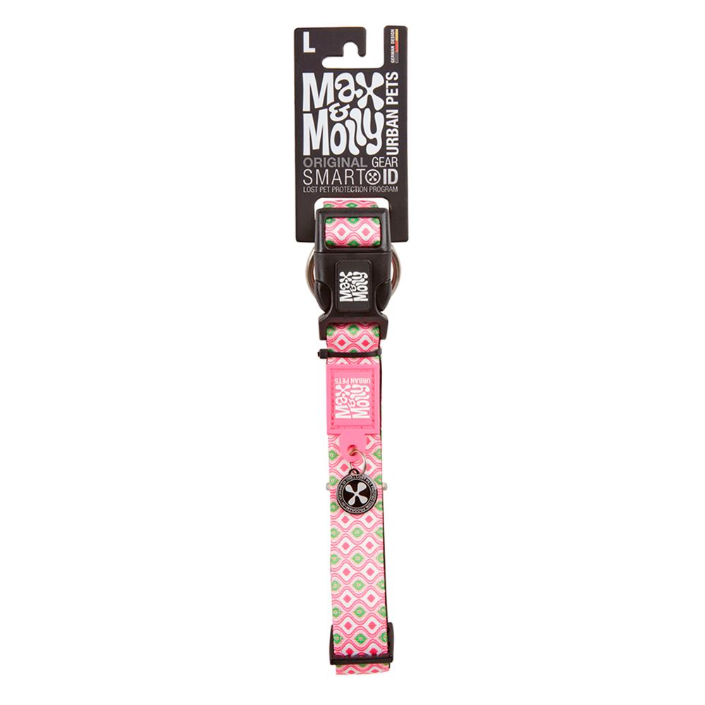 MAX & MOLLY - COLEIRA COM ID TAG "RETRO PINK"