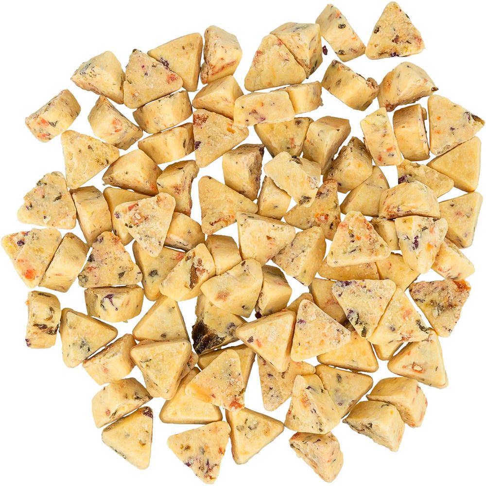 TRIÂNGULOS DE QUEIJO COM FRUTA E VEGETAIS