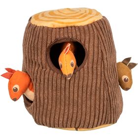 TRONCO DE ÁRVORE COM ESQUILOS EM PELÚCIA