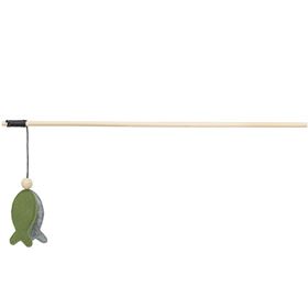 BASTÃO EM MADEIRA COM PEIXE EM FELTRO E CATNIP